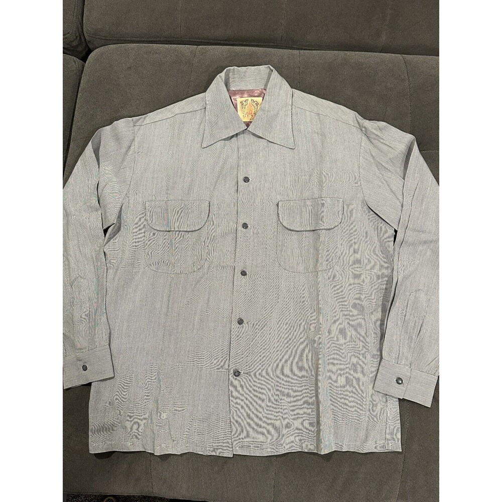 1950s GENII OF CALIFORNIA Men’s Camp Style Dress Shirt Flap Pockets